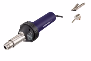 Vista del WELDY ENERGY HT 1600 con boquillas y rodillo para soldadura de chapas plásticas