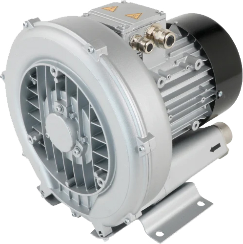 Soplador de alta presión Leister CHINOOK, ideal para la recirculación de aire caliente a temperaturas de hasta 350 °C en procesos industriales