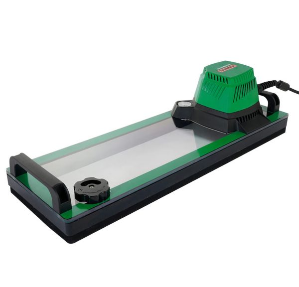 Placa de vacío Leister Vacuum Plate 300 utilizada para ensayos de estanqueidad en soldaduras de geomembranas