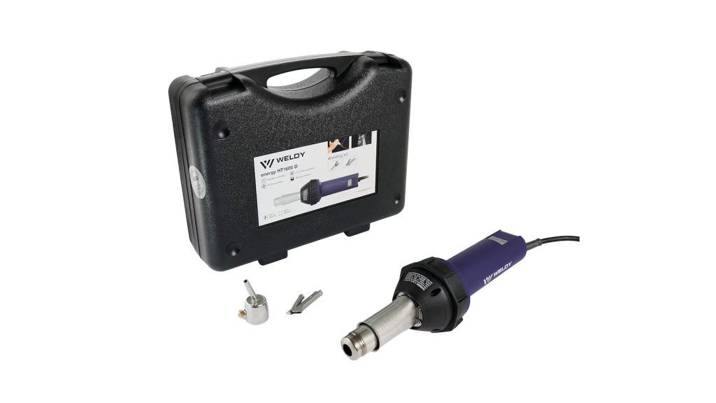 Kit Chapas Weldy ENERGY HT1600D con maleta de transporte, soplador y accesorios para soldadura de termoplásticos y pisos vinílicos