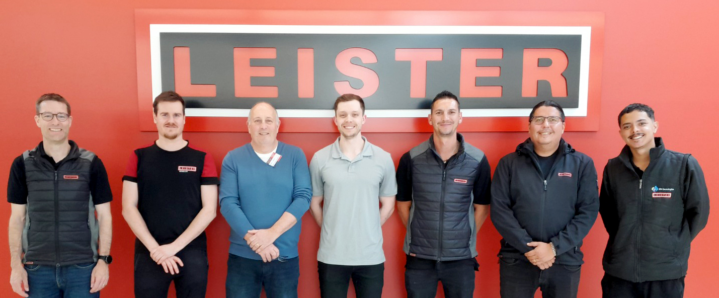 Sede central de Leister en Suiza con el equipo de ABC Tecnologias durante el entrenamiento internacional especializado en servicio y reparación