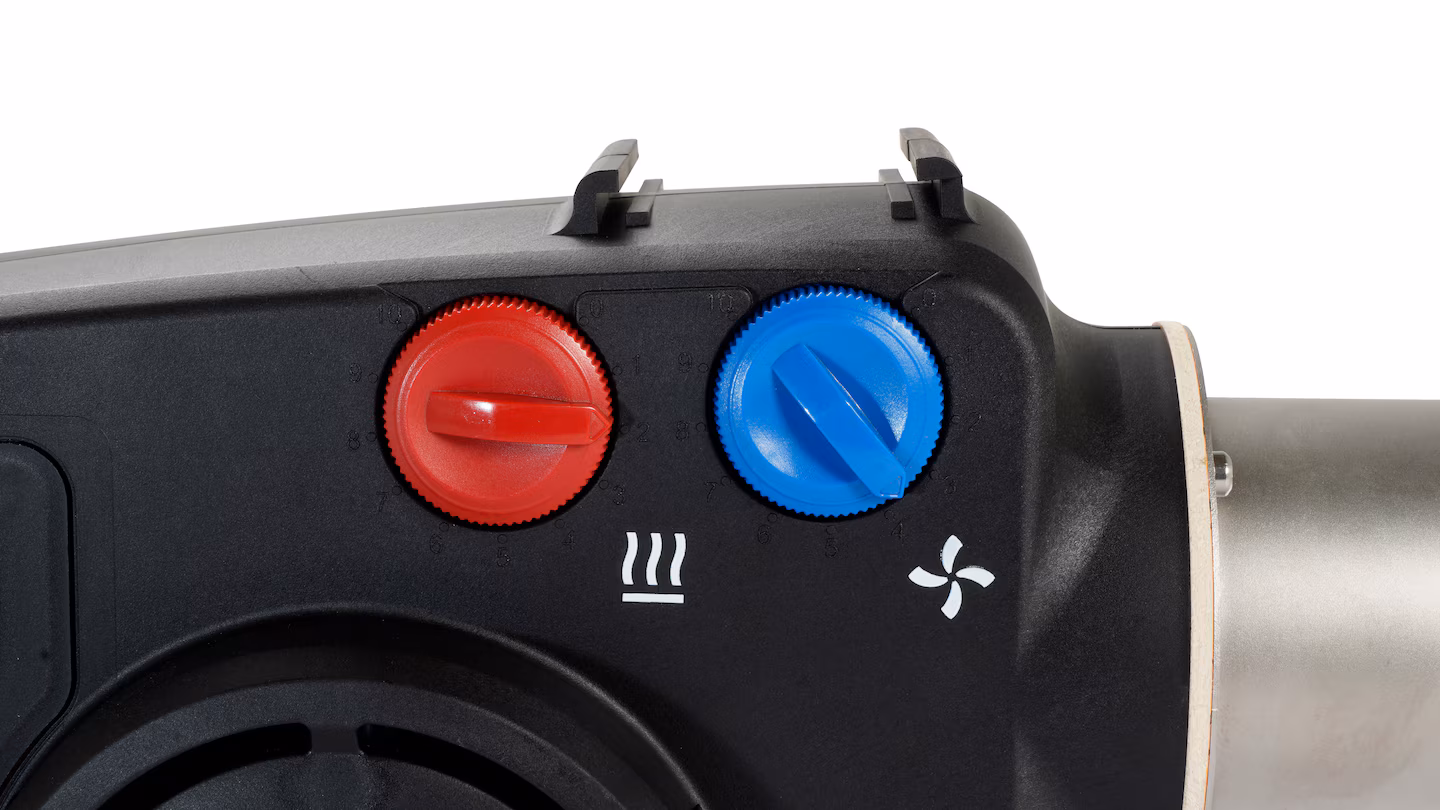 Leister HOTWIND PREMIUM con potenciómetro de ajuste continuo para potencia de calentamiento y caudal de aire